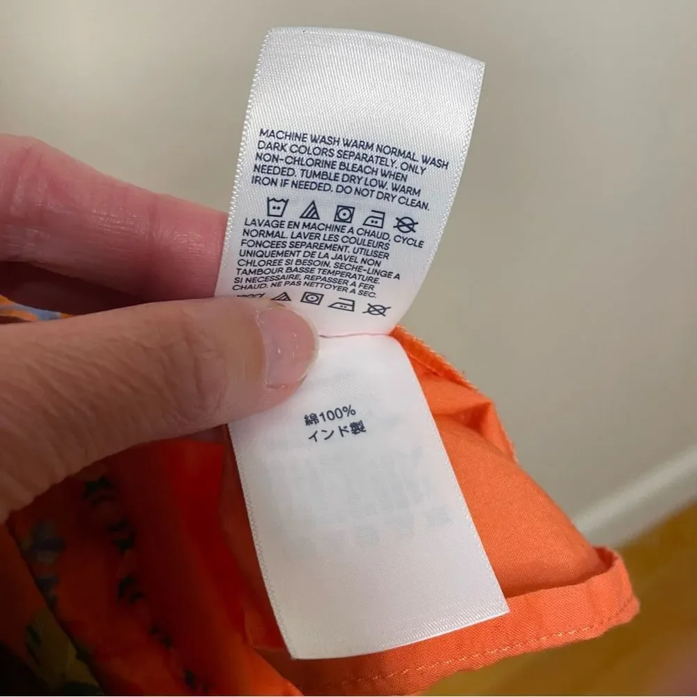 Lands End Tropical Sundress Floral Midi Lined Sleeveless Orange Green Small 6-8 - Picture 10 of 11